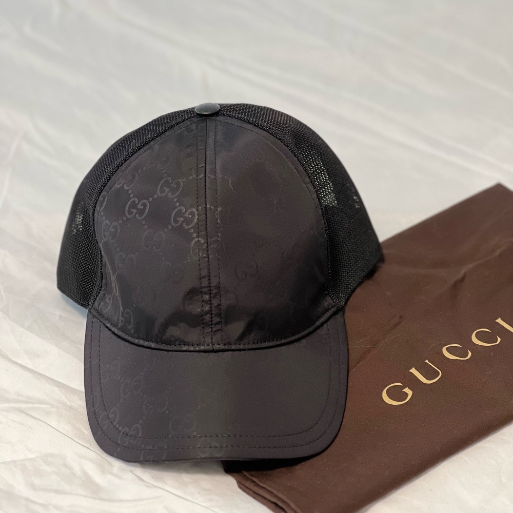 Gucci Nylon Monogram Baseball Hat M Black